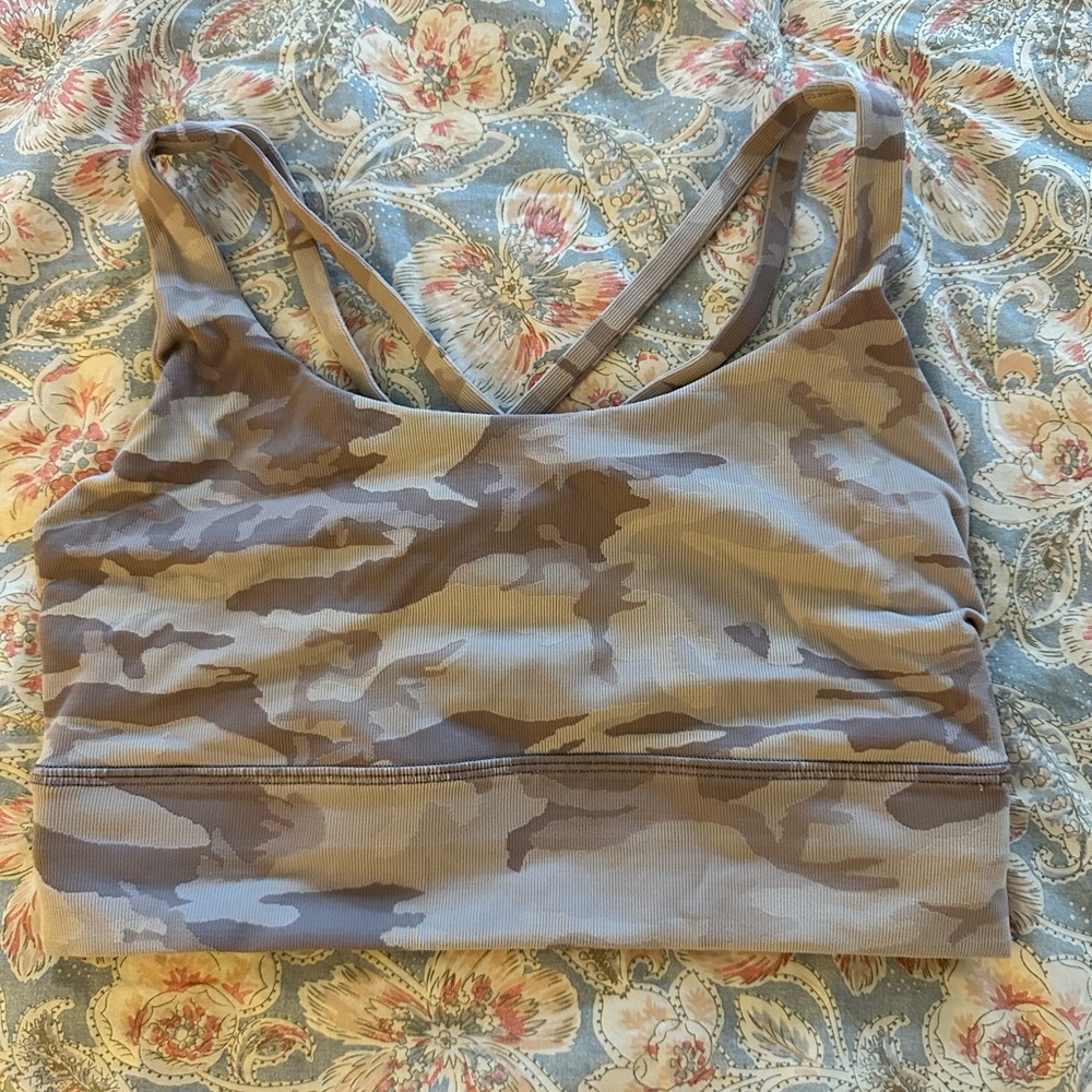 Lululemon Athleta  Tan and Brown Sports Bra with Wide Straps